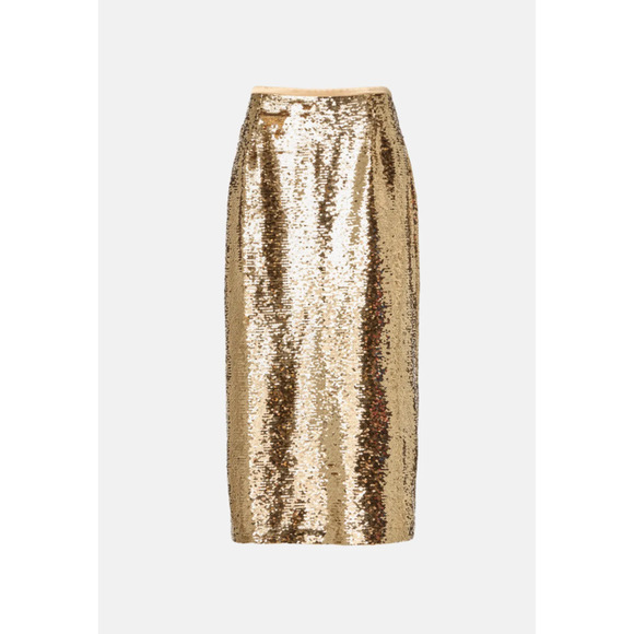 MARIE OLIVER NWT Wray Midi Skirt in Gold Sequin // 8 - Picture 1 of 14